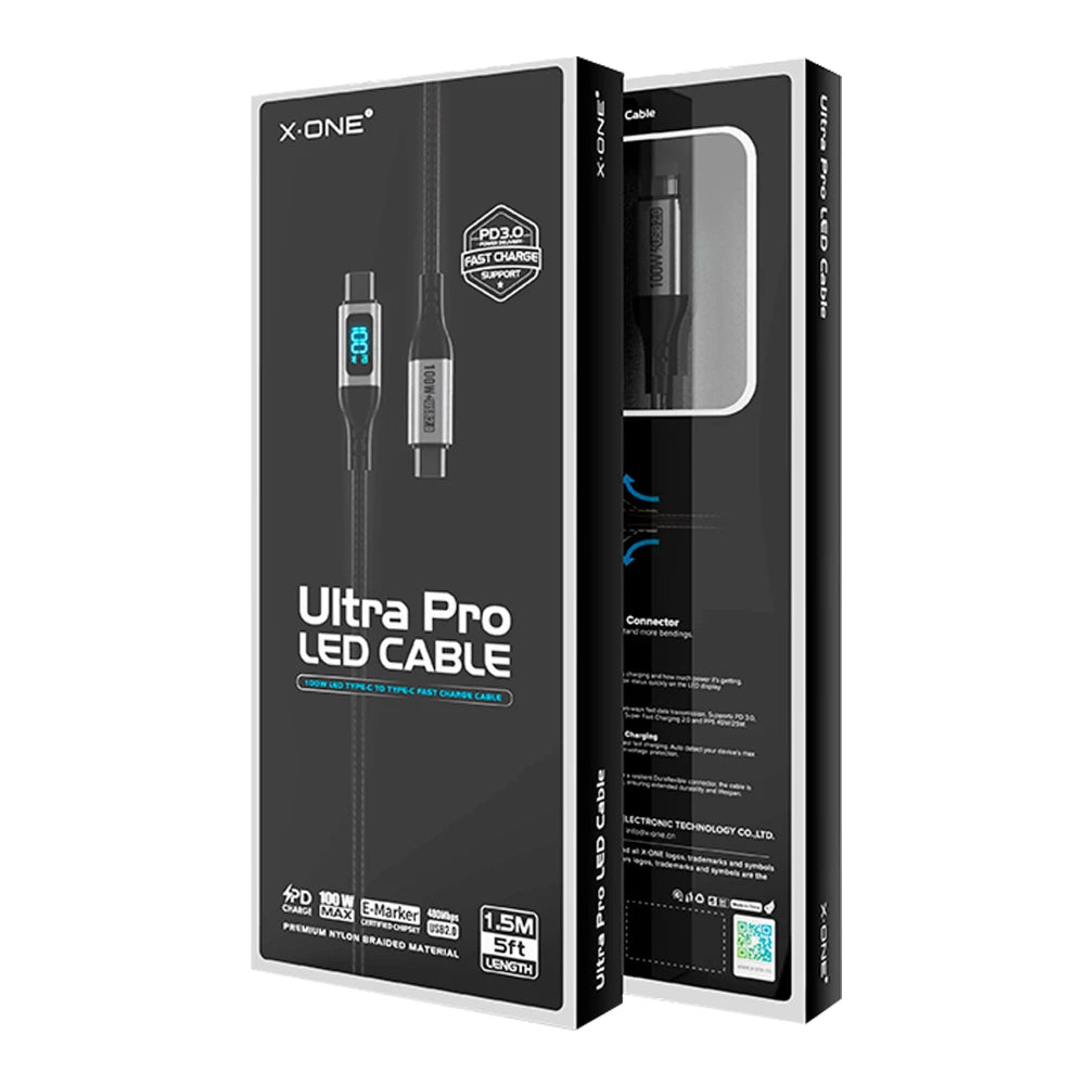 Cabo Ultra Pro Cable LED USB-C 100w 1,5M - 5 Anos de Garantia