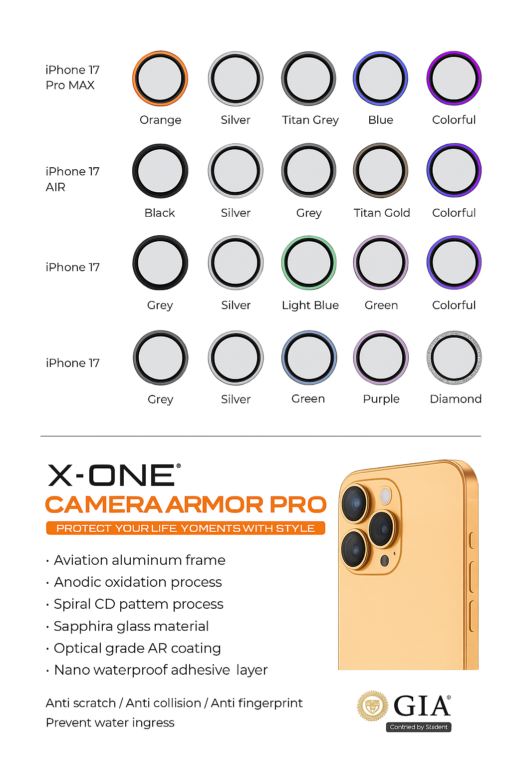 Película de Câmera de Safira IPhone 17- Armor Pro 3 Meses de Garantia