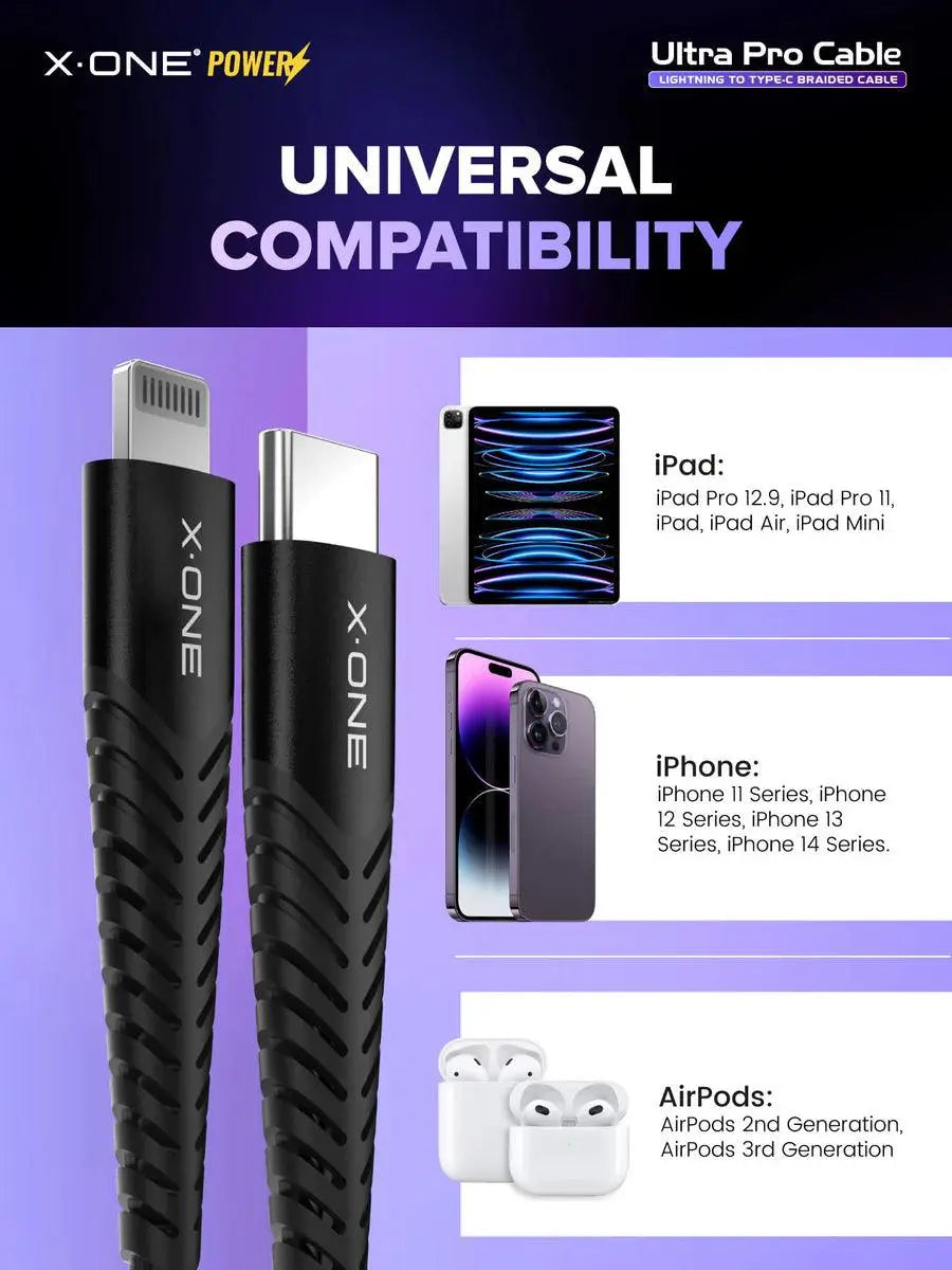 Cabo para iPhone USB-C Lighting 1M  5 anos de Garantia X-ONE©